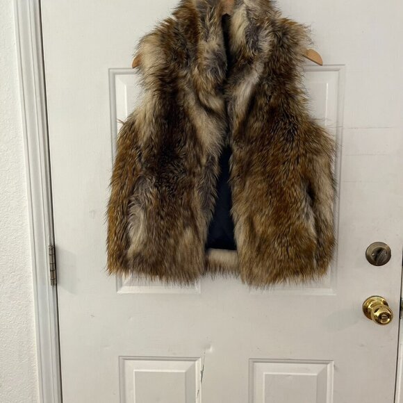 Imposter Signature Cool Mob-Wife Festival BoHo Faux-Fur Vest Sz xs - Picture 3 of 12